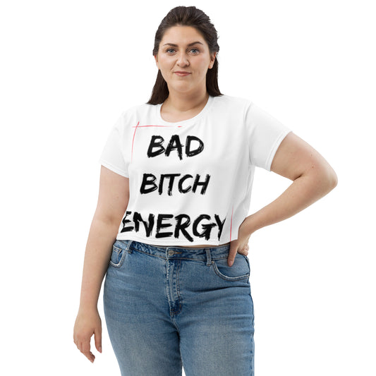 "Bad Bitch Energy" All-Over Print Crop Tee